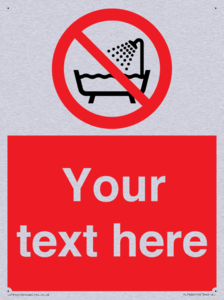 Custom Do not use this device in a bathtub shower or water-filled reservoir